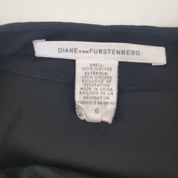 Diane Von Furstenberg Black Asymmetrical Knee Length Skirt Women's Size 6 - Picture 6 of 9